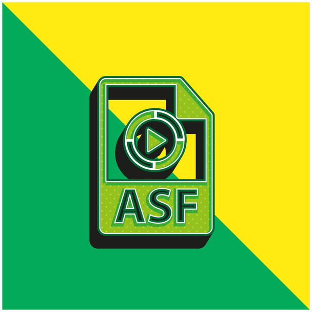 ASF File Format Variante Logo icona vettoriale 3d moderna verde e gialla - Vettoriali, immagini