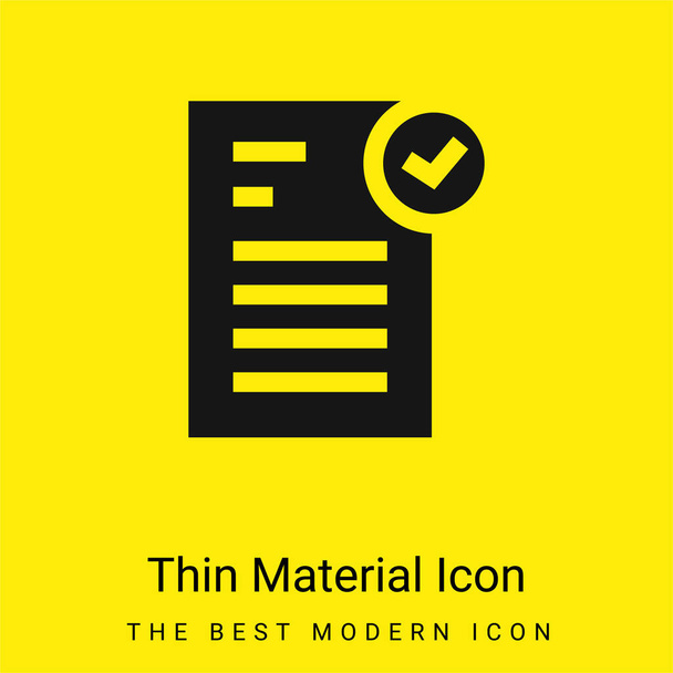Jóváhagyott minimális világos sárga anyag ikon - Vektor, kép