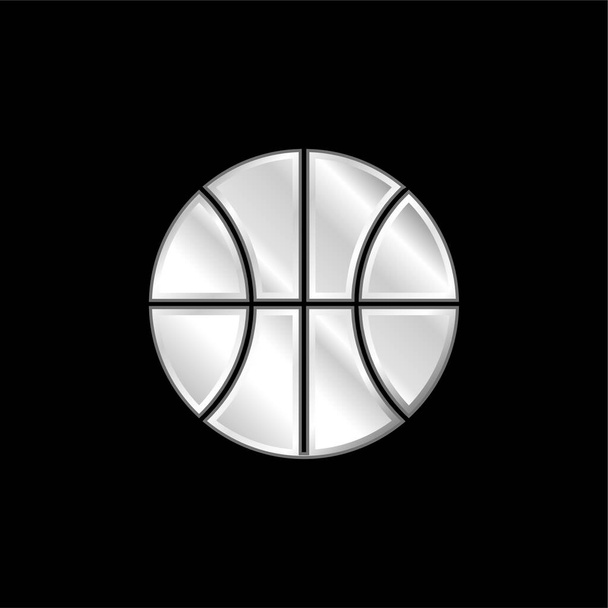 Basketball Match silver plated metallic icon - Vector, Image