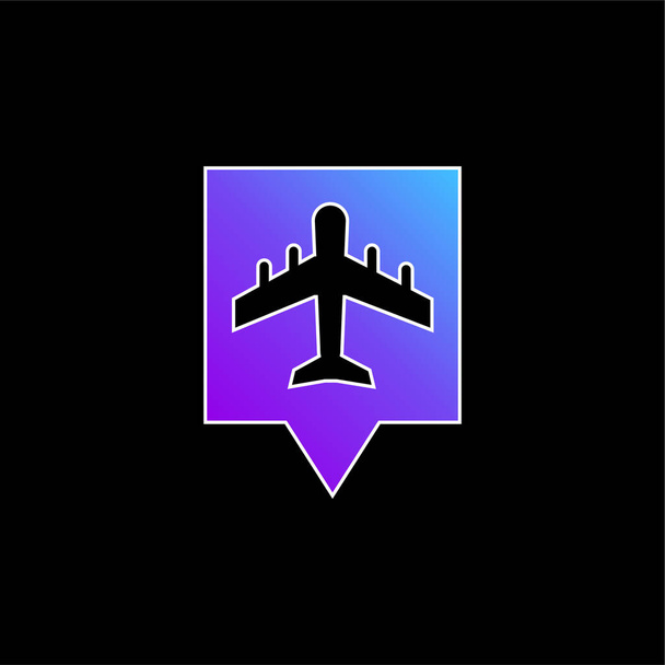 Icône vectorielle de dégradé bleu Airport Pin - Vecteur, image