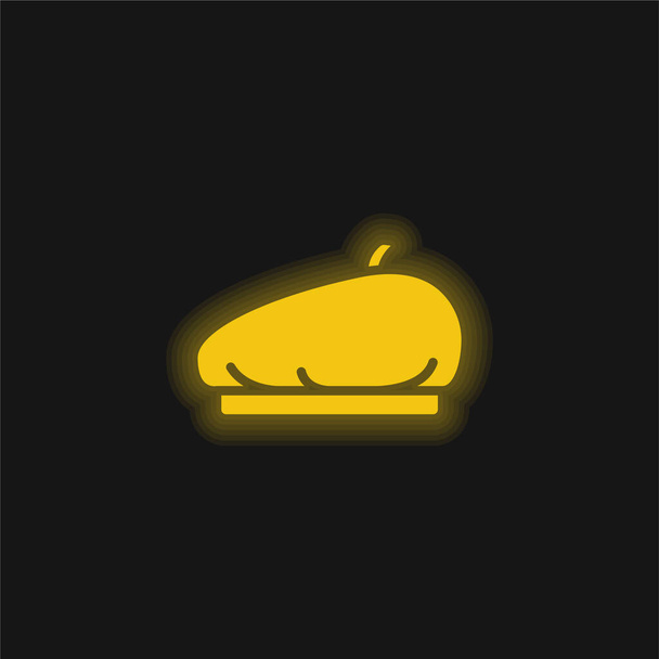 Baret geel gloeiend neon pictogram - Vector, afbeelding