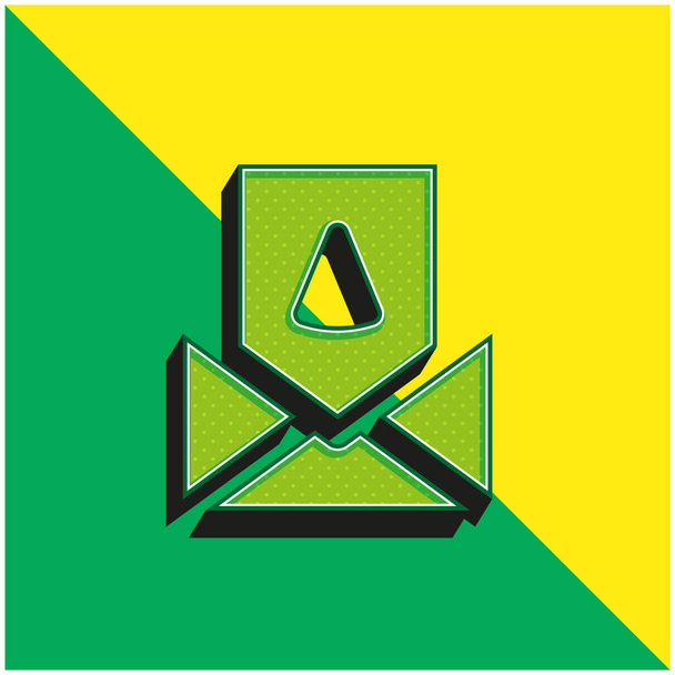 Biglietto di compleanno Logo icona vettoriale 3d moderna verde e gialla - Vettoriali, immagini