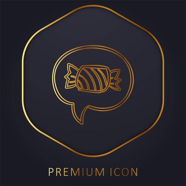 Vraagt om een snoepje In Halloween gouden lijn premium logo of pictogram - Vector, afbeelding