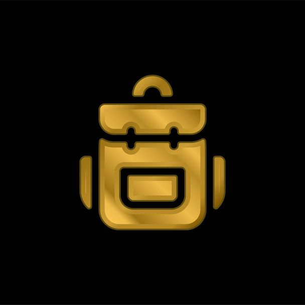 Hátizsák aranyozott fém ikon vagy logó vektor - Vektor, kép