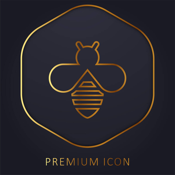 Bee golden line premium logo or icon - Vector, Image