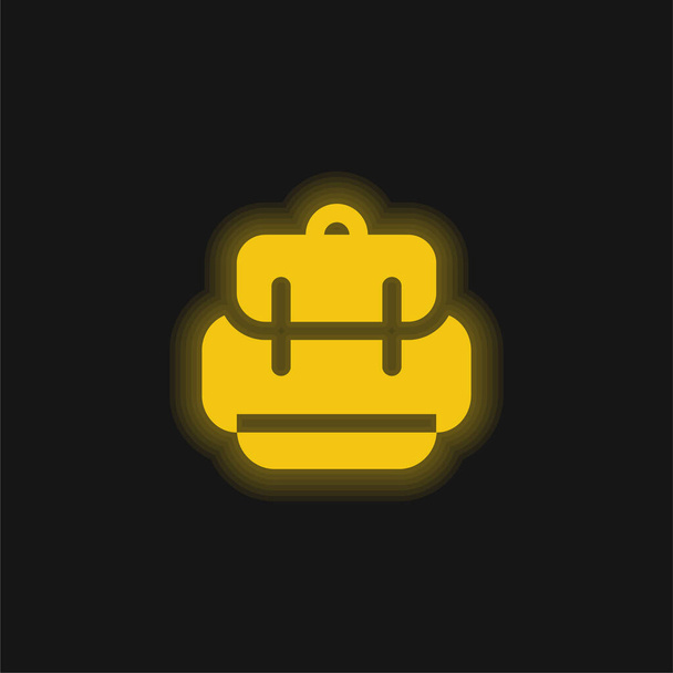 Mochila amarillo brillante icono de neón - Vector, Imagen