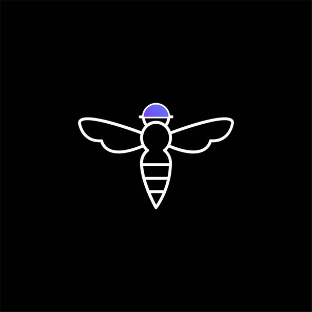 Pszczoła ze szkicem niebieskiego gradientu wektor ikona - Wektor, obraz