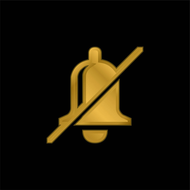 Bell Slash icône métallique plaqué or ou logo vecteur - Vecteur, image