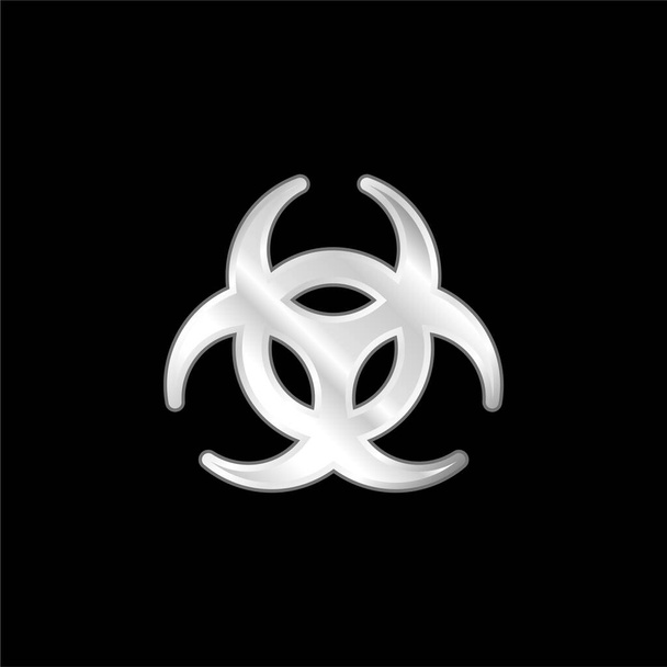 Símbolo de risco biológico prata banhado ícone metálico - Vetor, Imagem