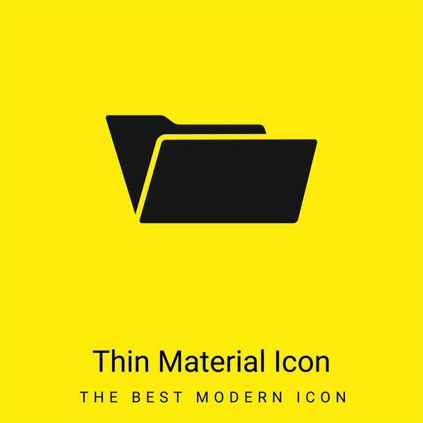 Negro Open Folder Shape mínimo icono de material amarillo brillante - Vector, imagen