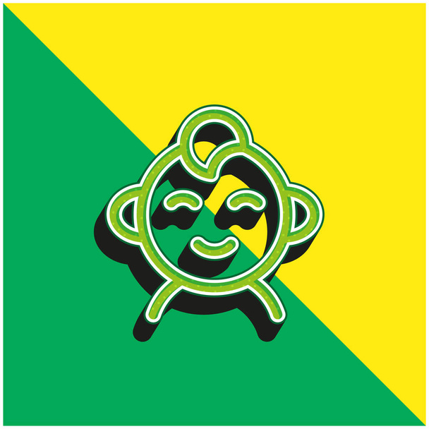 Baby Boy Vihreä ja keltainen moderni 3d vektori kuvake logo - Vektori, kuva