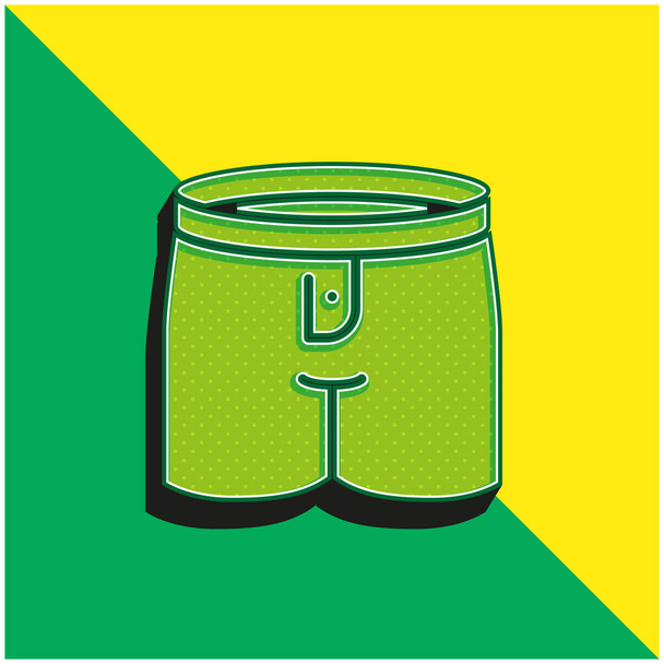 Bokserki Zielone i żółte nowoczesne logo wektora 3D - Wektor, obraz