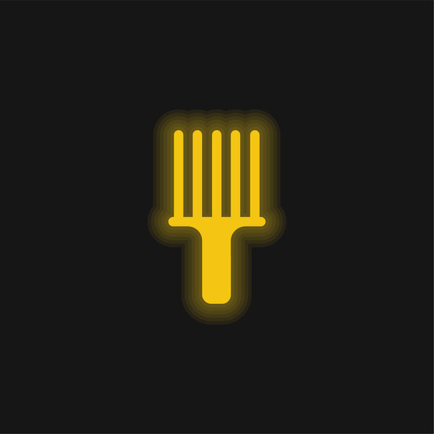Afro Pick icono de neón brillante amarillo - Vector, Imagen