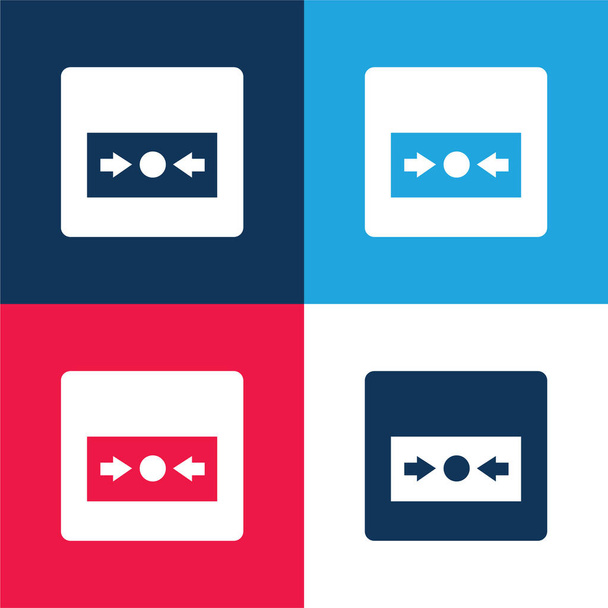 Riasztó kék és piros négy szín minimális ikon készlet - Vektor, kép