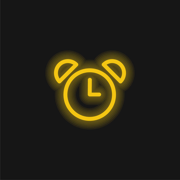 Alarm Clock Of Old Design yellow glowing neon icon - Vector, Image