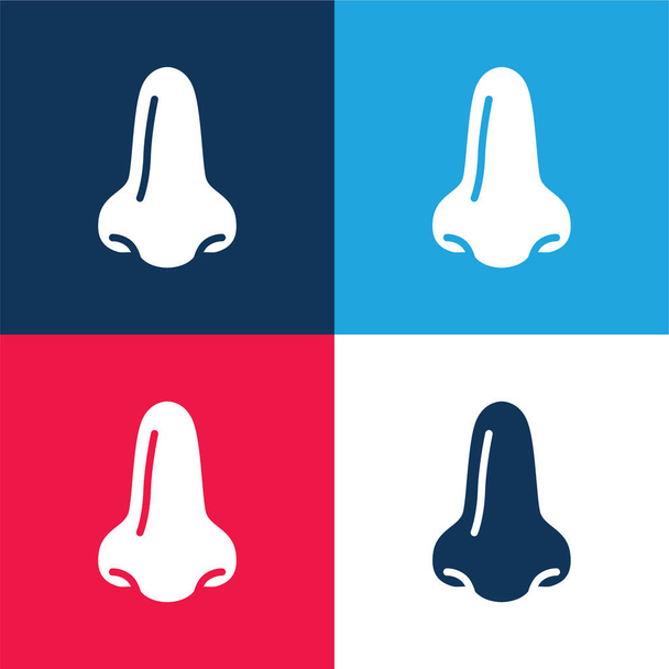 Big Nose bleu et rouge ensemble d'icônes minimes quatre couleurs - Vecteur, image