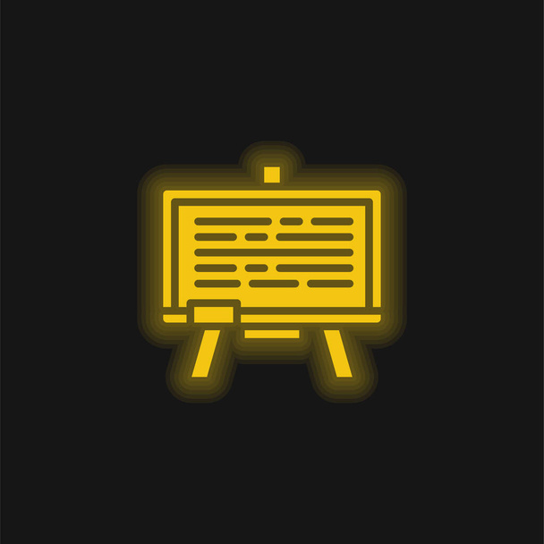 Blackboard amarelo brilhante ícone de néon - Vetor, Imagem