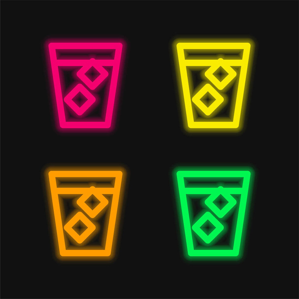 Big Spirit vier kleuren gloeiende neon vector icoon - Vector, afbeelding