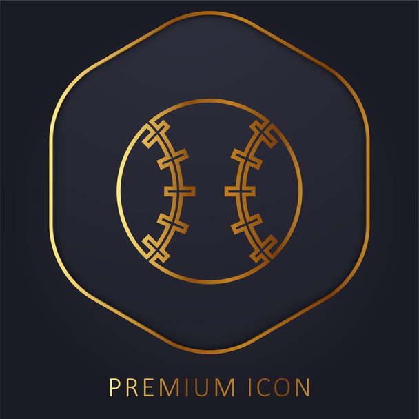 Bola de béisbol línea dorada logotipo premium o icono - Vector, imagen