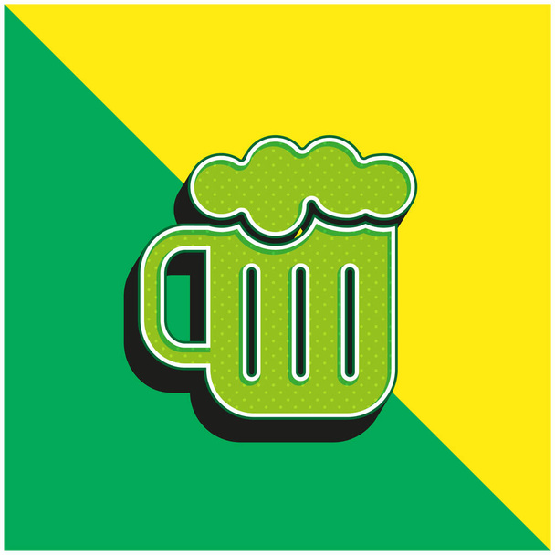 Μπύρα Πράσινο και κίτρινο σύγχρονο 3d διάνυσμα εικονίδιο λογότυπο - Διάνυσμα, εικόνα