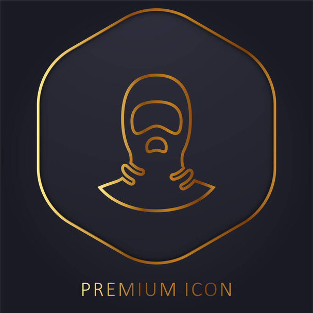 Balaclava golden line premium logo or icon - Vector, Image