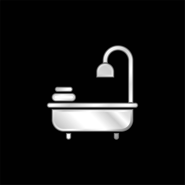 Banheira banhado a prata ícone metálico - Vetor, Imagem