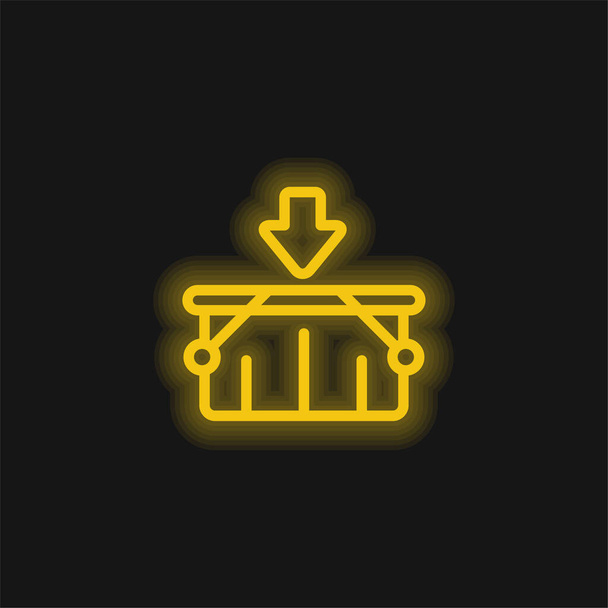 Cesta amarillo brillante icono de neón - Vector, Imagen