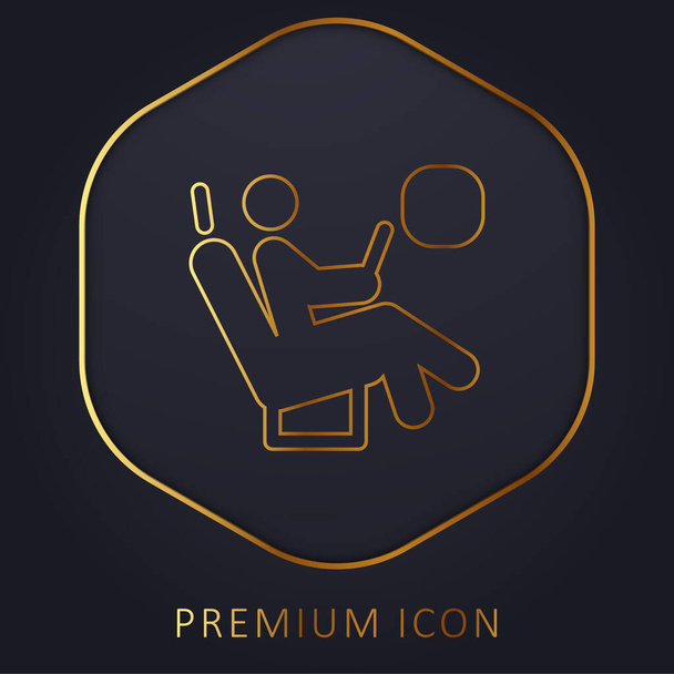 Samolot fotelik złotej linii logo premium lub ikona - Wektor, obraz