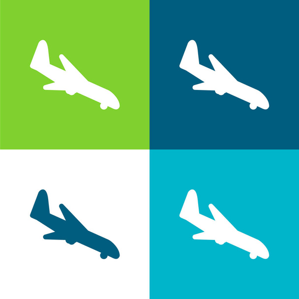 Arraving Airplane Płaskie cztery kolory minimalny zestaw ikon - Wektor, obraz