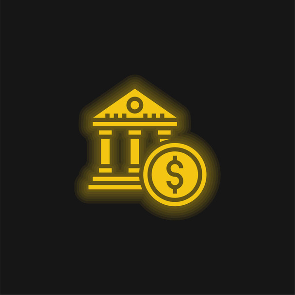 Τράπεζα κίτρινο λαμπερό νέον εικονίδιο - Διάνυσμα, εικόνα