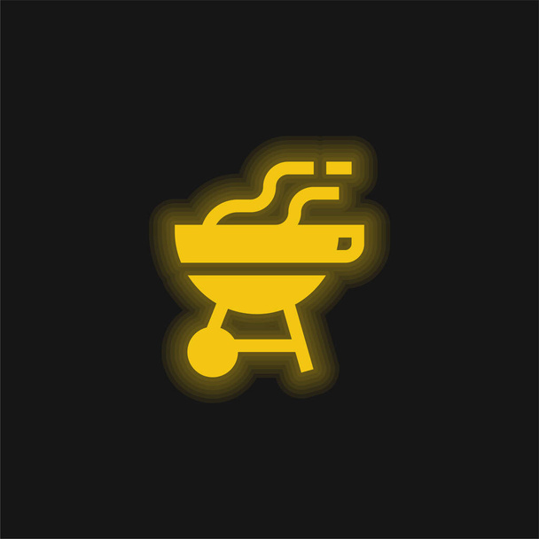 Bbq jaune brillant icône néon - Vecteur, image