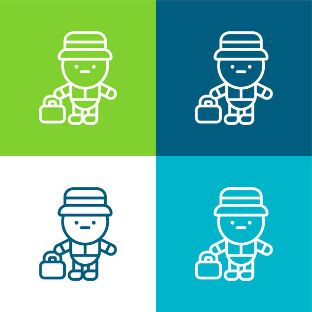 Bell Boy Flat four color minimal icon set - Vector, Image