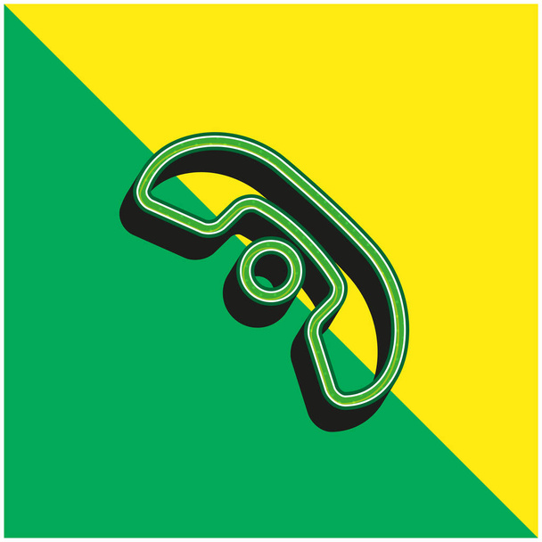 Auricolare segno Outline con un piccolo cerchio verde e giallo moderno 3d vettoriale icona logo - Vettoriali, immagini