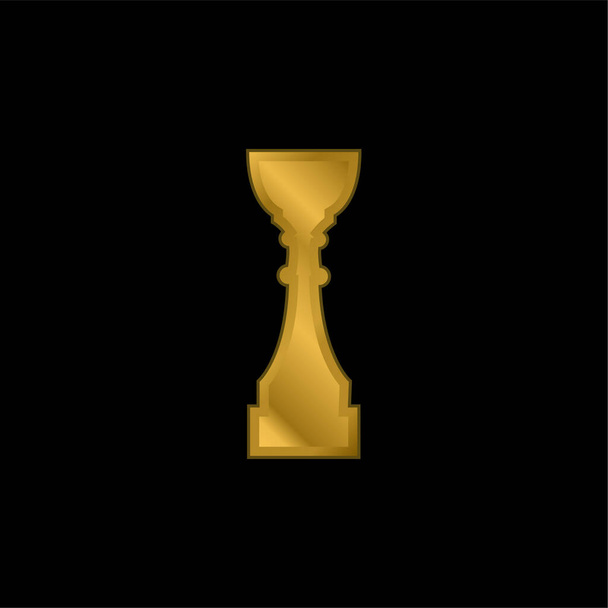 Ödül Kupası Uzun Siyah Siluet Altın kaplama metalik simge veya logo vektörü - Vektör, Görsel