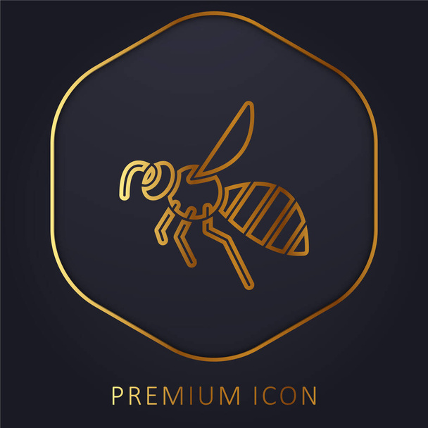 Abeja línea de oro logotipo premium o icono - Vector, imagen