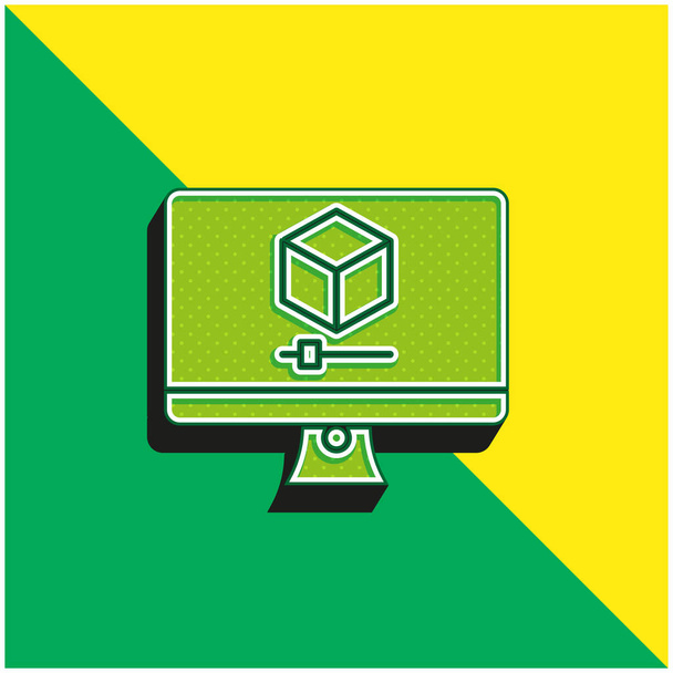 3d gráficos verde e amarelo moderno 3d vetor ícone logotipo - Vetor, Imagem