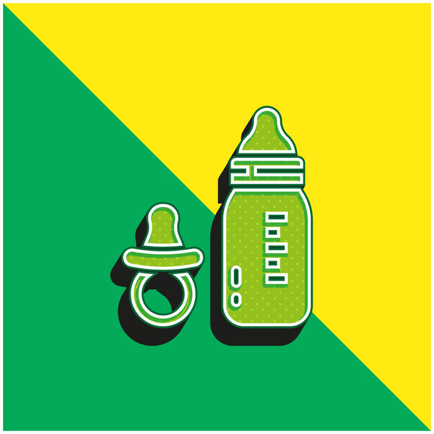Малюк Зелений і жовтий сучасний 3d векторний логотип ікони - Вектор, зображення