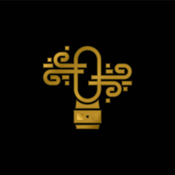Oczyszczacz powietrza złocony metaliczna ikona lub wektor logo - Wektor, obraz