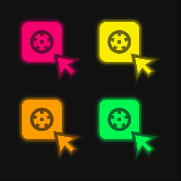 App quatre couleurs rougeoyantes icône vectorielle néon - Vecteur, image