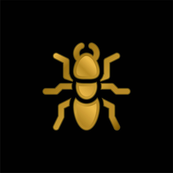 Ant plaqué or icône métallique ou logo vecteur - Vecteur, image