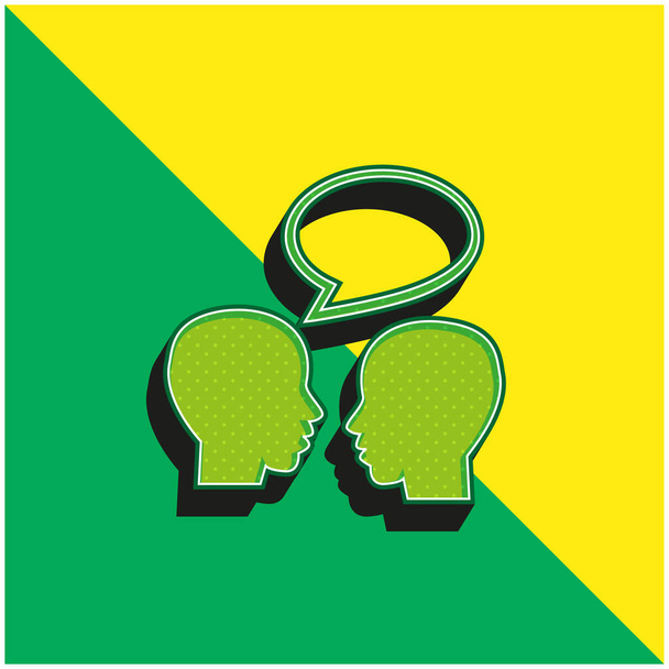 Professori calvi Parlare Verde e giallo moderno 3d vettore icona logo - Vettoriali, immagini
