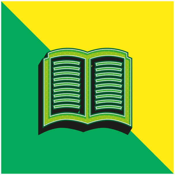 Libro abierto símbolo verde y amarillo moderno vector 3d icono logo - Vector, Imagen