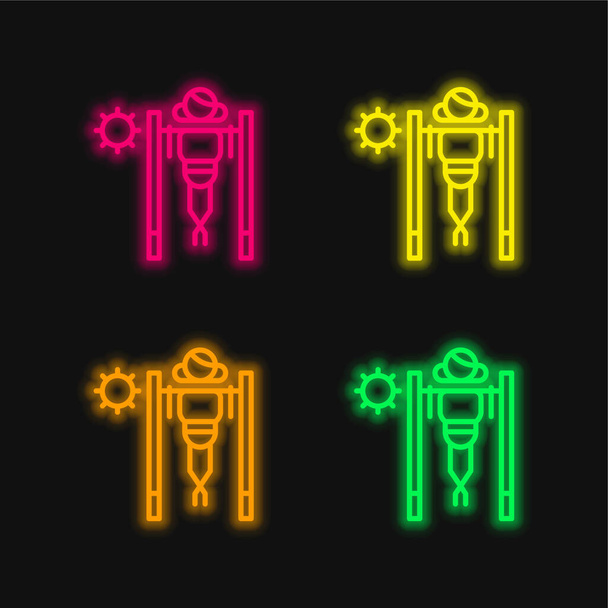 Barre quatre couleur brillant icône vectorielle néon - Vecteur, image