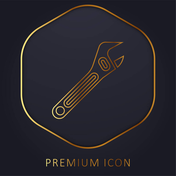 Logo o icona premium della linea dorata della chiave regolabile - Vettoriali, immagini