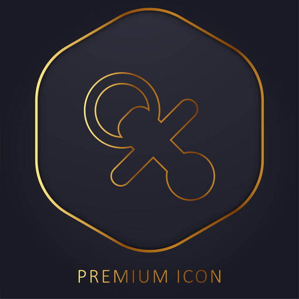 Baby Pacifier golden line premium logo or icon - Vector, Image