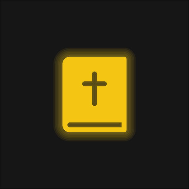 Bible yellow glowing neon icon - Vector, Image