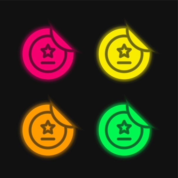 Odznaka cztery kolor świecący neon wektor ikona - Wektor, obraz