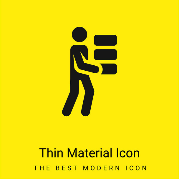 Bakstenen minimale helder geel materiaal icoon - Vector, afbeelding