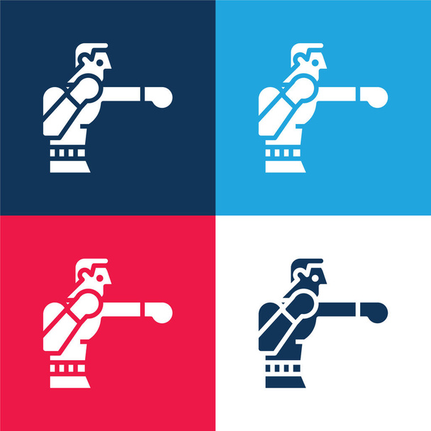 Boxing kék és piros négy szín minimális ikon készlet - Vektor, kép