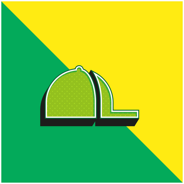 Baseball sapka Zöld és sárga modern 3D vektor ikon logó - Vektor, kép